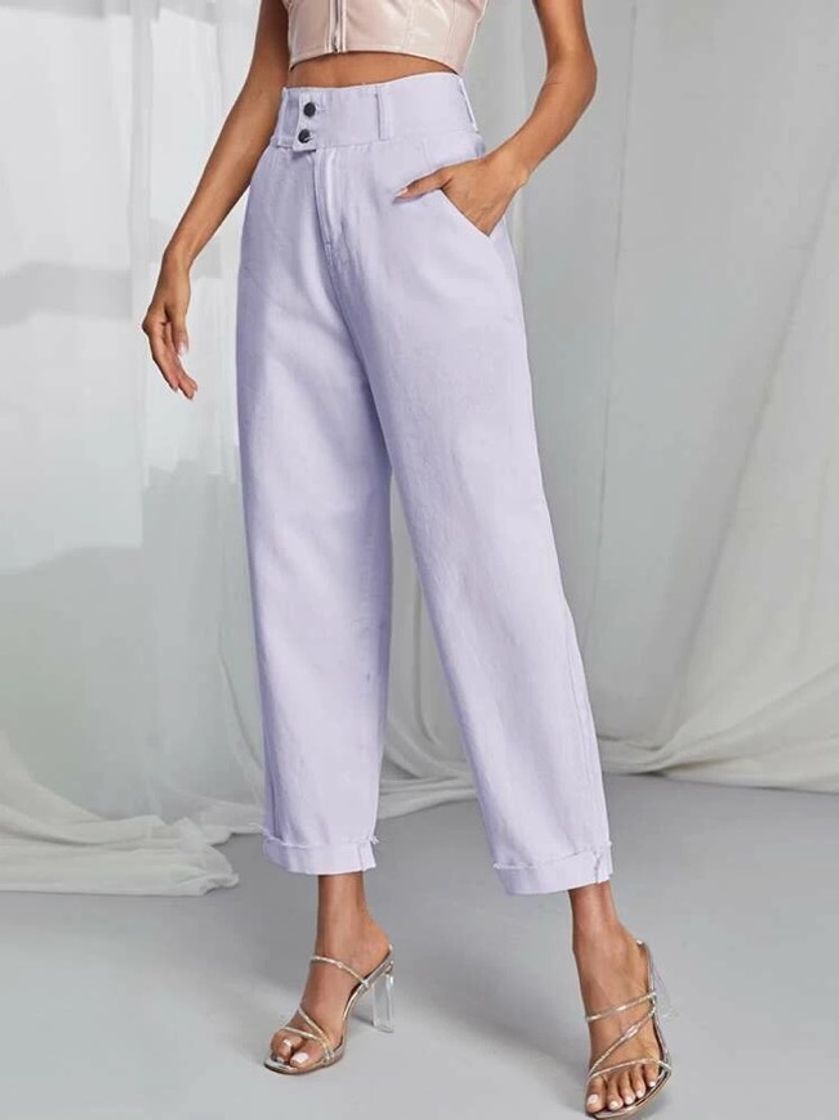 High Rise Solid Mom Jeans