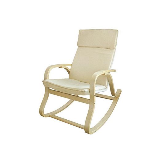 SoBuy® Silla de relada, mecedora, sillón de relada, beige, FST15-W