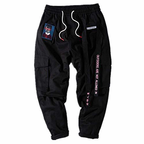 Product Loeay Pantalones de Carga para Hombre Joggers Harem Streetwear Pantalones Bordado de