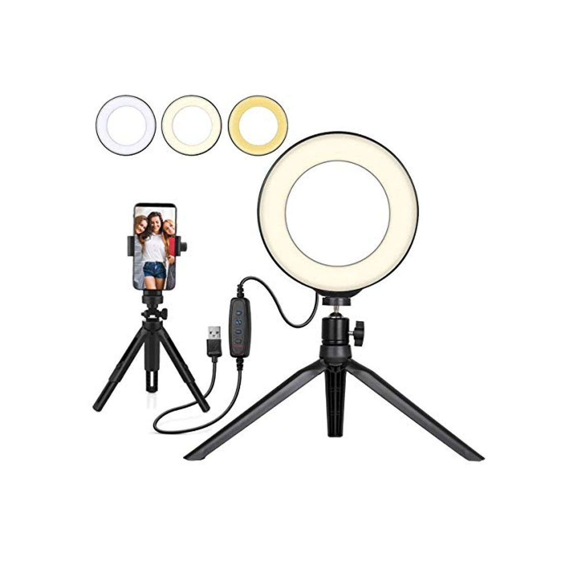 Electrónica Beauty LED Ring Light Dimmable Selfie Light Kit Maquillaje Fotografía Iluminación Mini