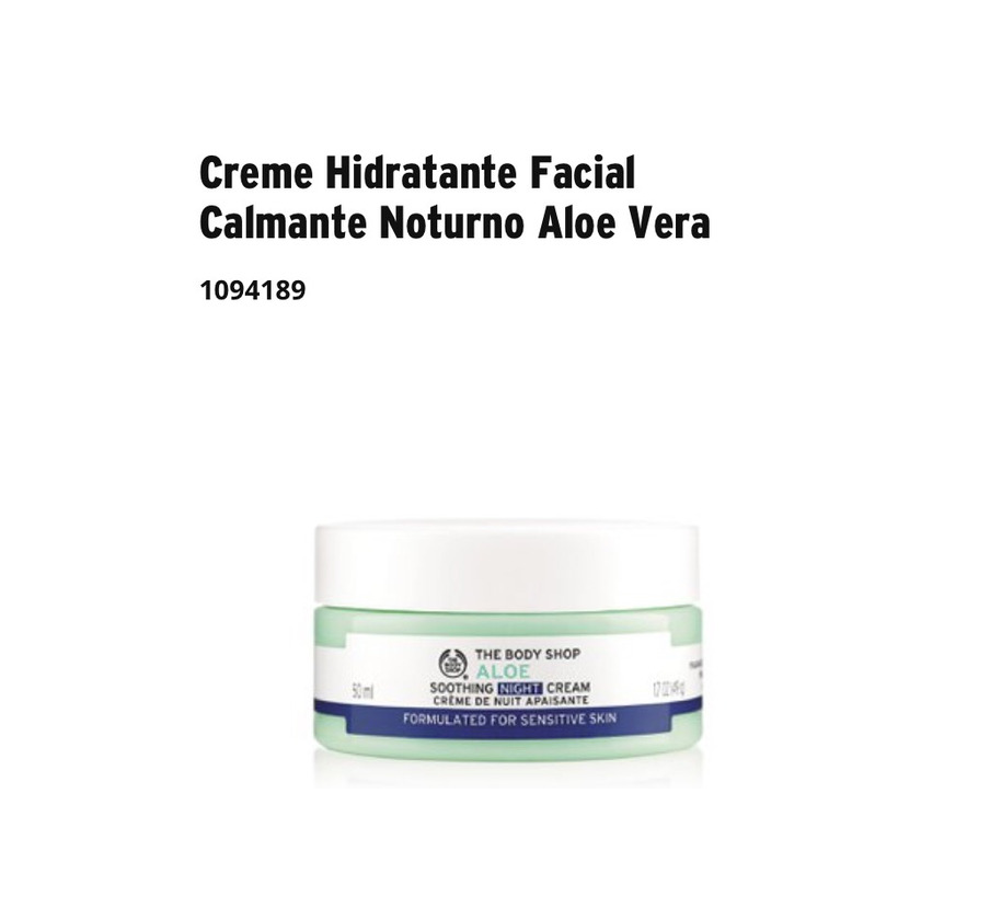 Productos Creme Hidratante Facial Calmante Noturno Aloe Vera