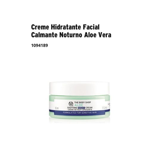 Creme Hidratante Facial Calmante Noturno Aloe Vera