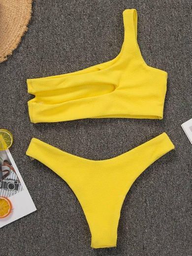 ZAFUL Mujer Sólido Tanga Corte Alto Bikini Conjuntos