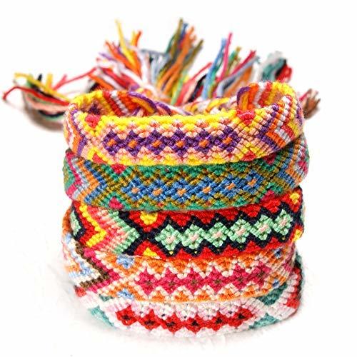 Social Schneespitze 5 Pcs Pulseras Trenzadas Hilo Pulseras de Amistad Hechas Muneca Tobillo