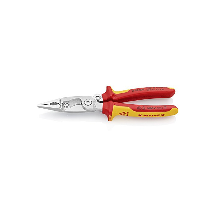 Productos KNIPEX 13 96 200 Alicate para instalaciones eléctricas cromado aislados con fundas