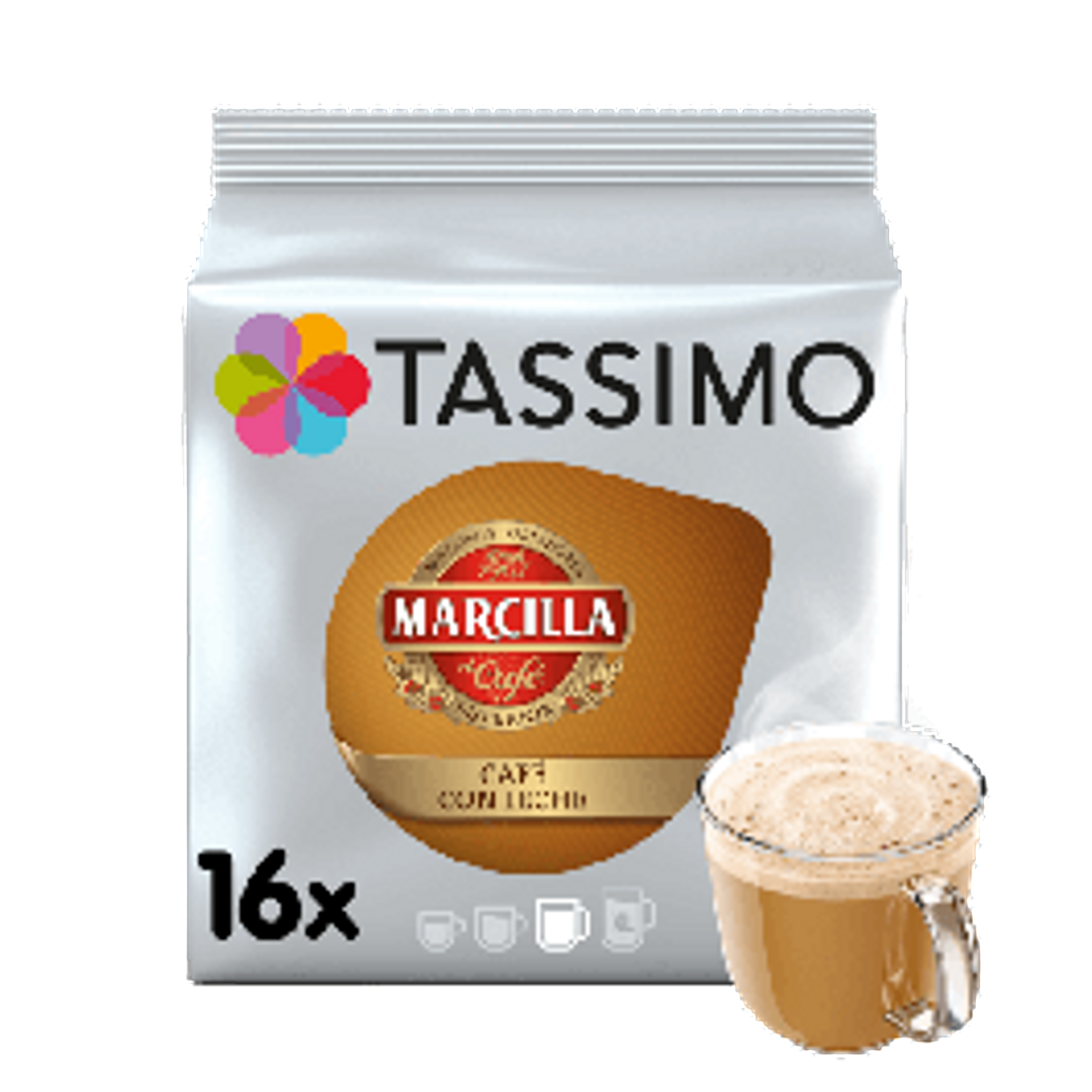 Moda Marcilla Café con leche - 16 unidades | Cápsulas de café TASSIMO