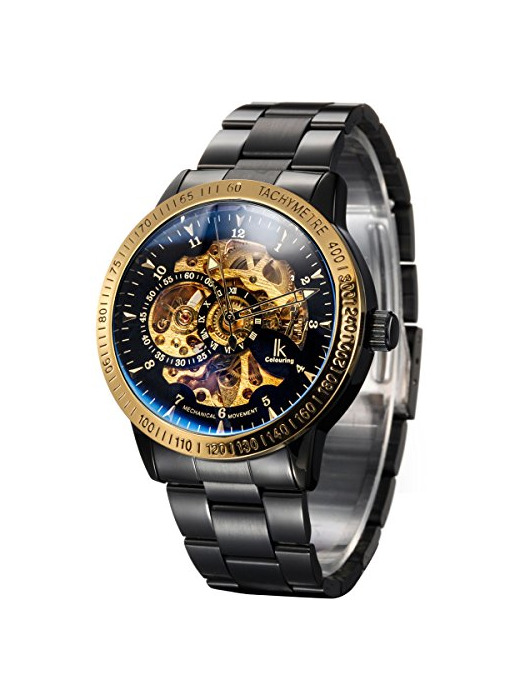 Social Alienwork IK Reloj Mecánico Automático Relojes Automáticos Hombre Mujer Acero Inoxidable Negro