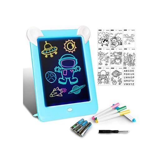 Tableta de Dibujo Pizarra 3D Mágico con Luces LED Educativo Infantil Dibujo