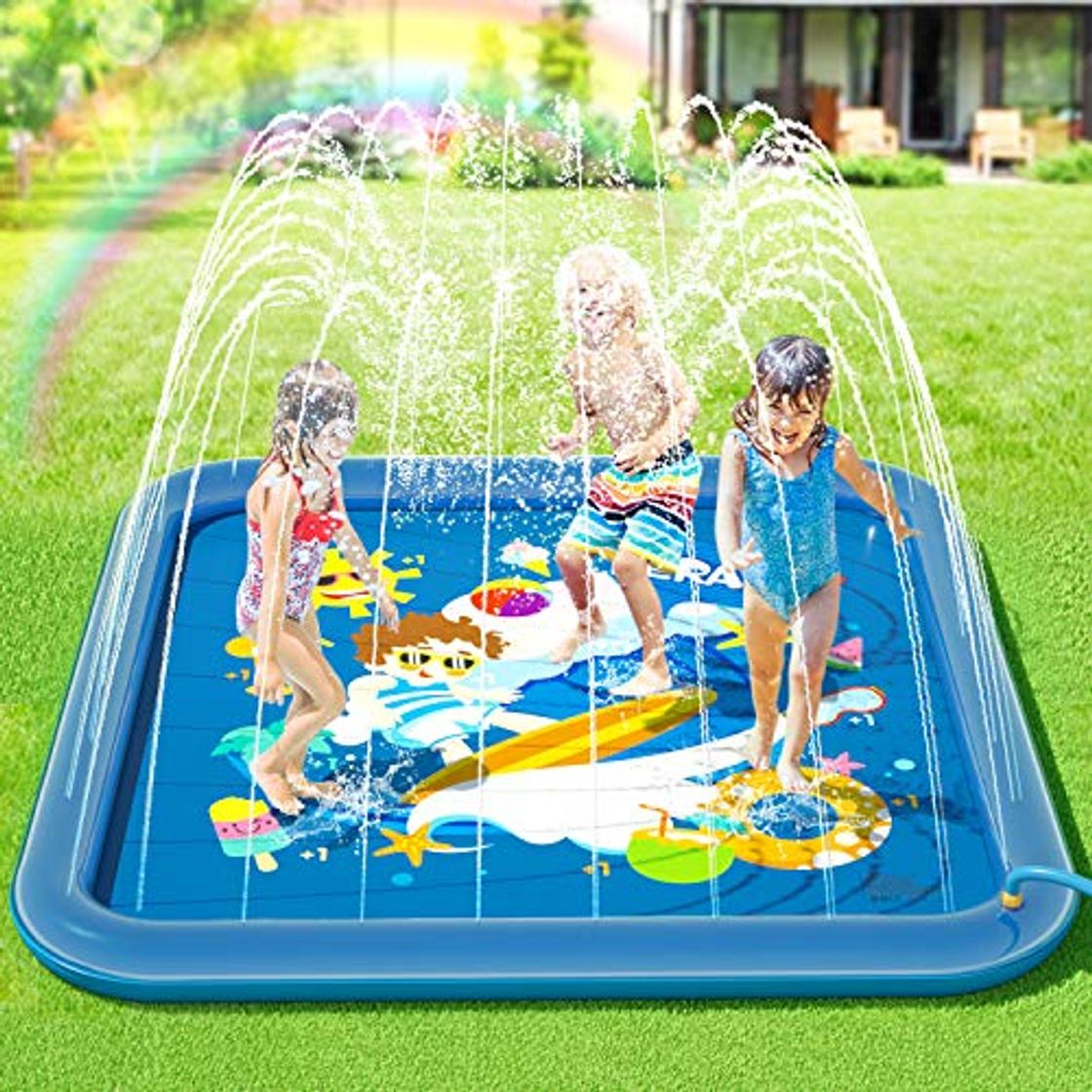 Productos Peradix Splash Pad,Tapete de Juegos de Agua 170CM Almohadilla Aspersor de Juego