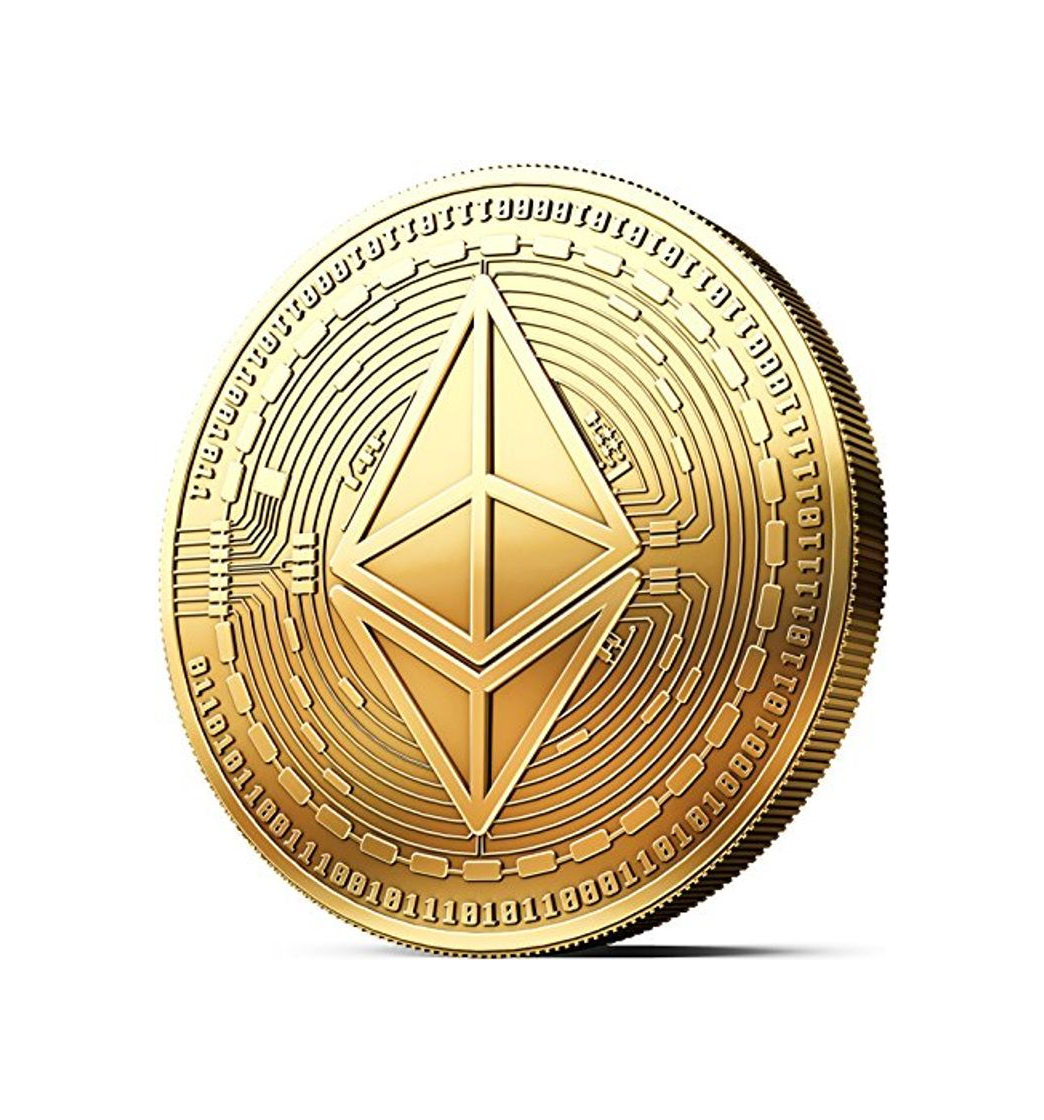 Products innoGadgets Moneda física de Ethereum revestida en Oro auténtico de 24 Quilates.