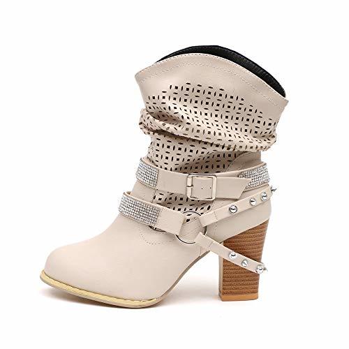 Social ZODOF Botas Altas Huecas De Moda Mujeres OtoñO Invierno Ahueca hacia Fuera