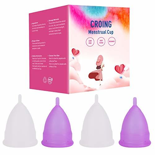 Beauty CROING 4 Copas Menstruales - 2 Piezas Pequeña  y 2 Piezas Grande