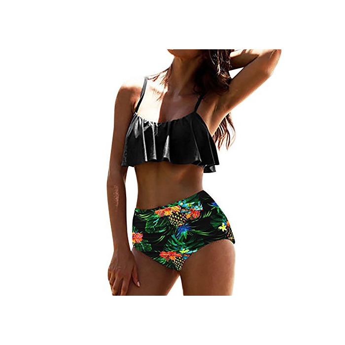 Mujer Ropa de Baño Vestido de Playa Set Biquini De Lunares con