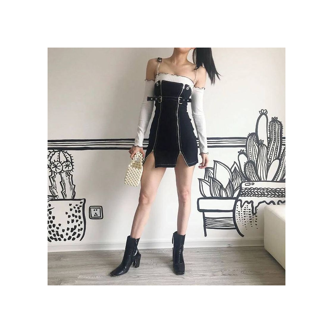 Product Black mini dress with chains