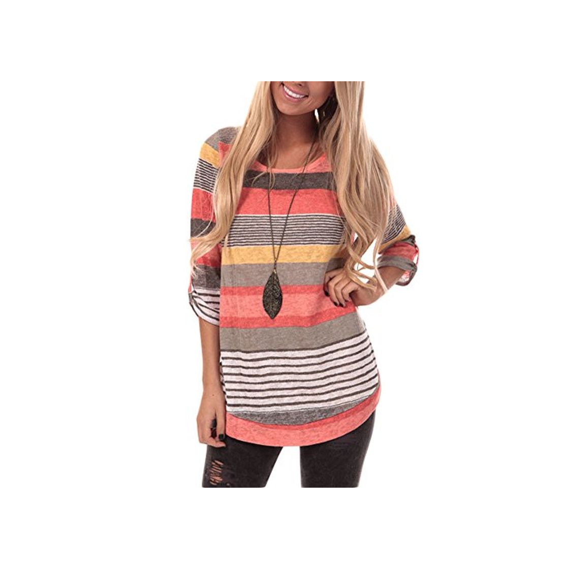 Social Camisetas Mujer Manga Larga Rayas Blusa Mujer Sport Tops Mujer Verano Camisetas Mujer Talla Grande