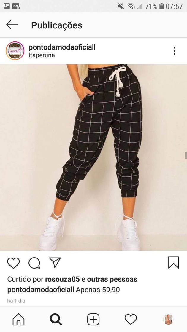 Calça listrada preta com branca 