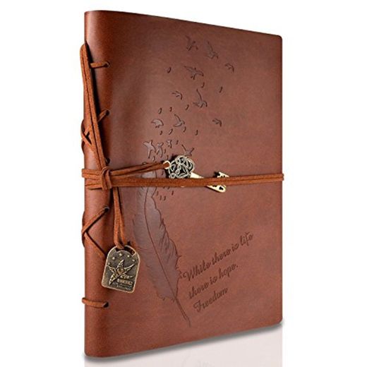 Rymall Cubierta de cuero de la vendimia retro Notebook llave mágica Cadena