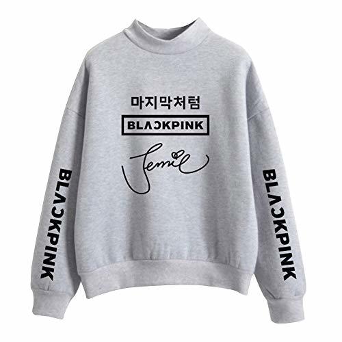 Products Camiseta KPOP Blackpink Unisex Sudadera Sin Capucha Deporte Mujer Camisa Cuello Alto