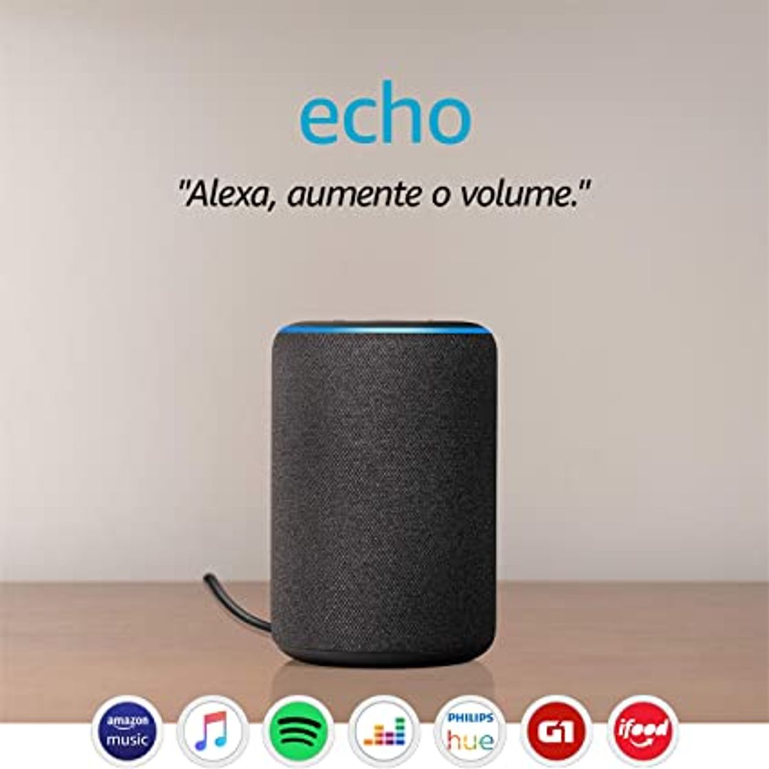 Fashion Echo (3ª geração) - Smart Speaker com Alexa - Cor Preta