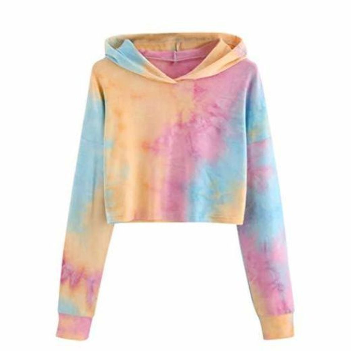 Fashion Sudaderas con Capucha Cortas Mujer Tumblr Rainbow Estampado Camiseta de Manga Larga