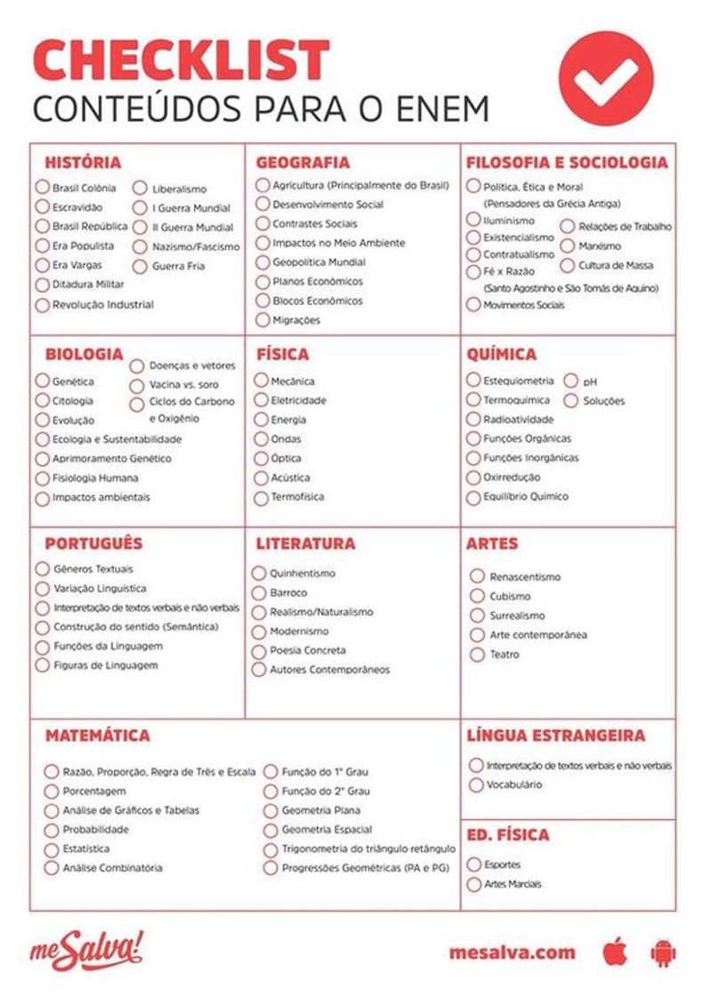 Fashion Checklist conteúdo para ENEM