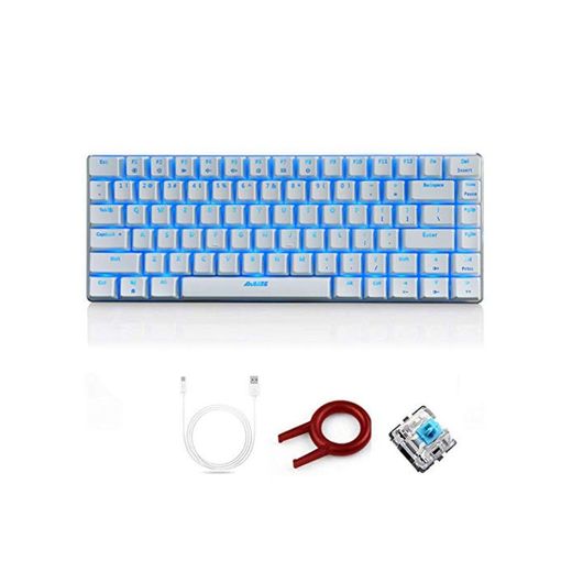 FELiCON Ajazz AK33 Teclado para Juegos con Cable mecánico, LED Azul retroiluminado