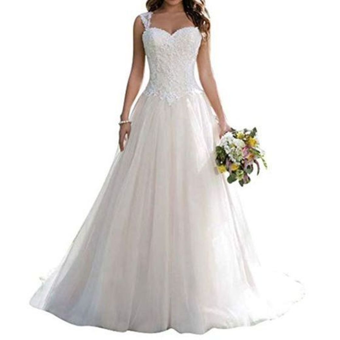 Lugar JAEDEN Vestidos de Novia Vestido de Boda Mujer Largo Vestido de Encaje