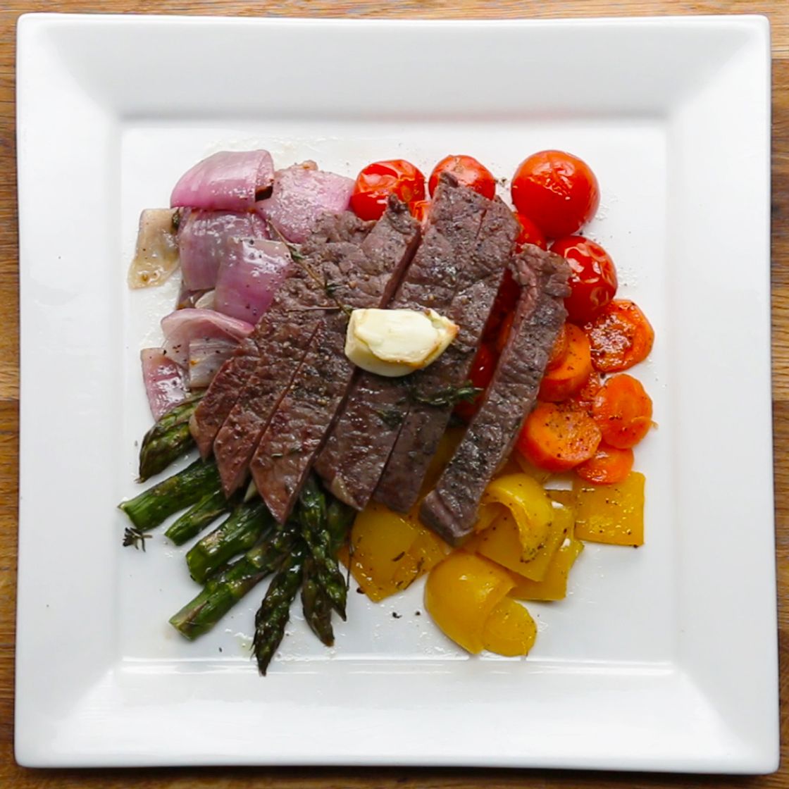 Moda Sheet Pan Steak And Rainbow Veggies Recipe by Tasty