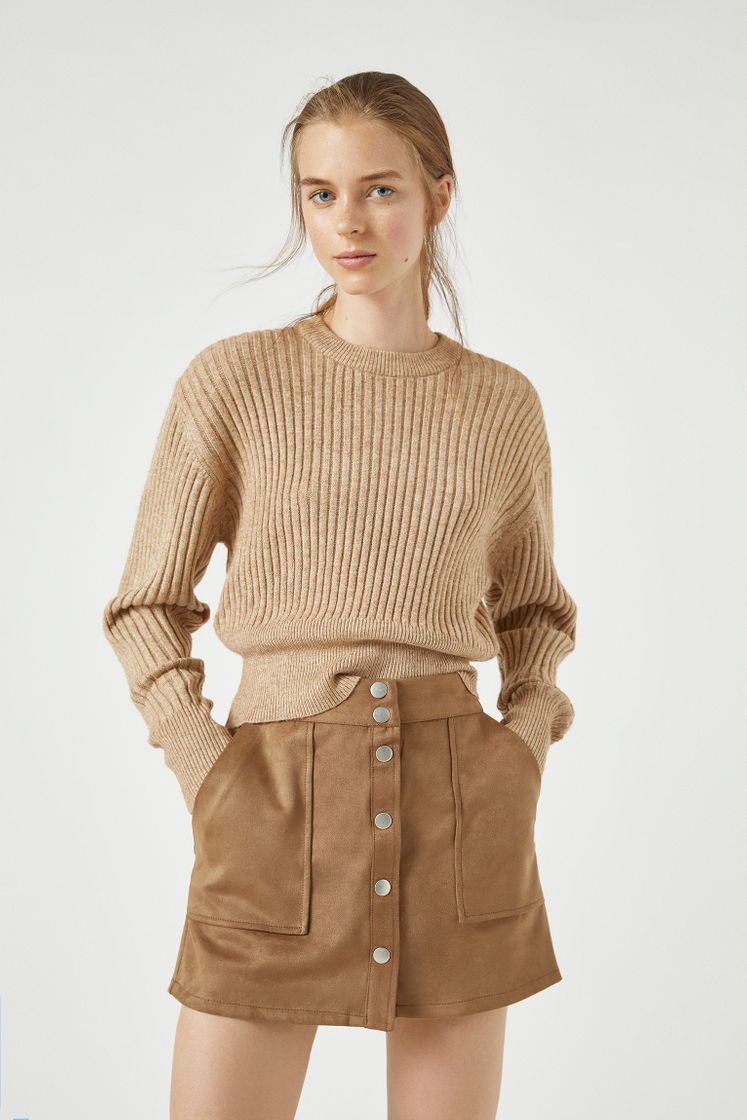 Moda Ribbed soft regular sweater - PULL&BEAR