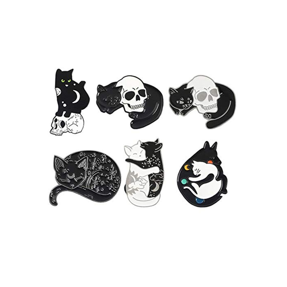 Producto Holibanna 6 Piezas Pin de Solapa de Dibujos Animados Esqueleto Animal Romántico Punk Metal Cráneo Pin de Solapa Pin Broche Insignia para Ropa Mochila