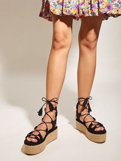 Lace-up Espadrille Wedges