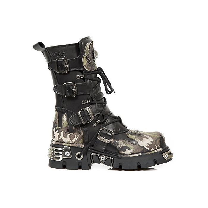 Productos Newrock Newrock 591-S15 Camuflaje DE Llama METALIZABLE Negro DE Piel Bota Motocicleta