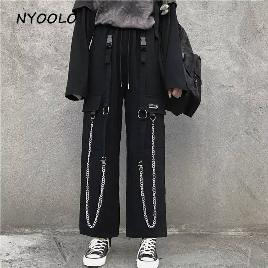 Moda Nyool Vintage talla alta, cadenas de hierro, grandes bolsill