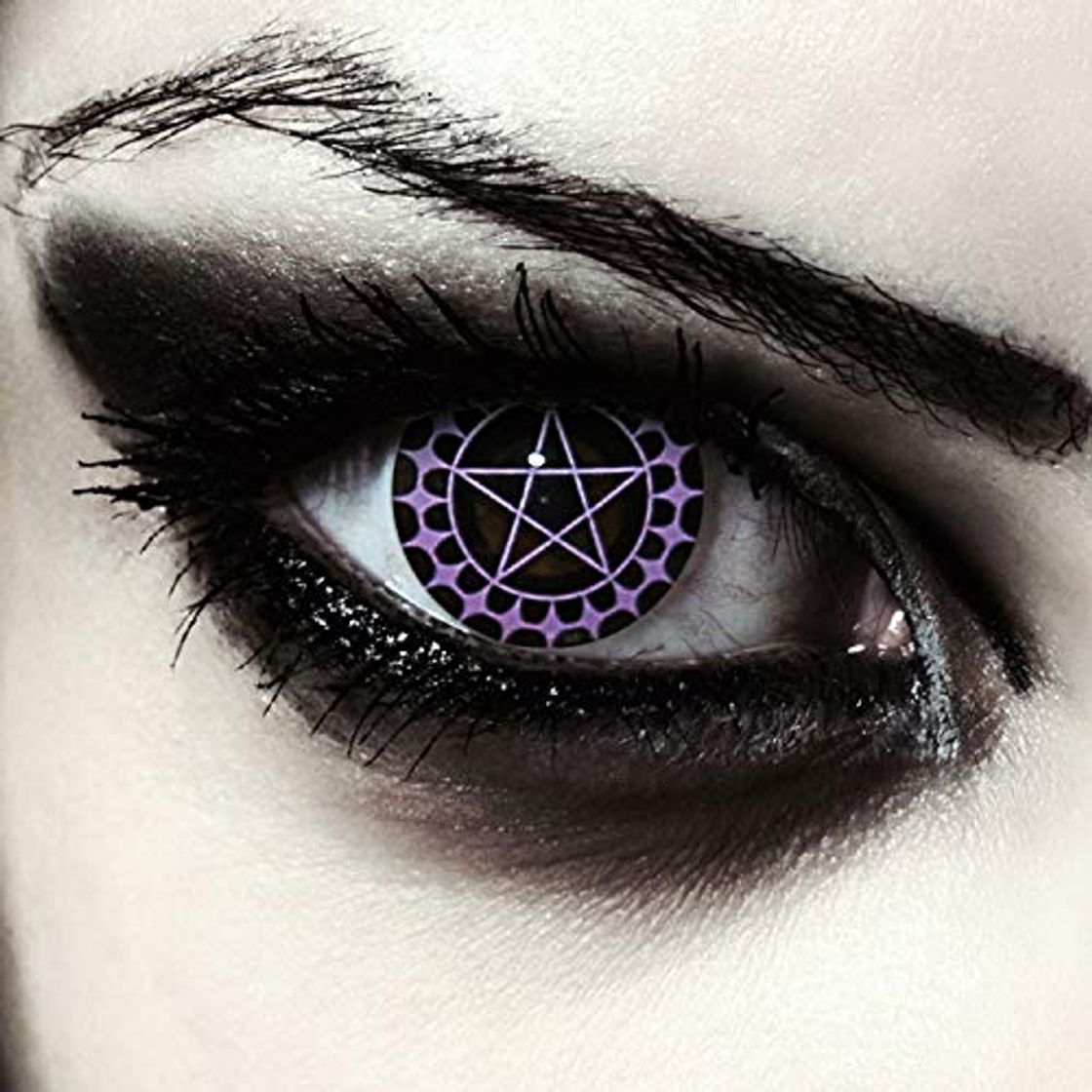 Product Designlenses, Dos lentillas de color negro y morado patrón de pentagrama para