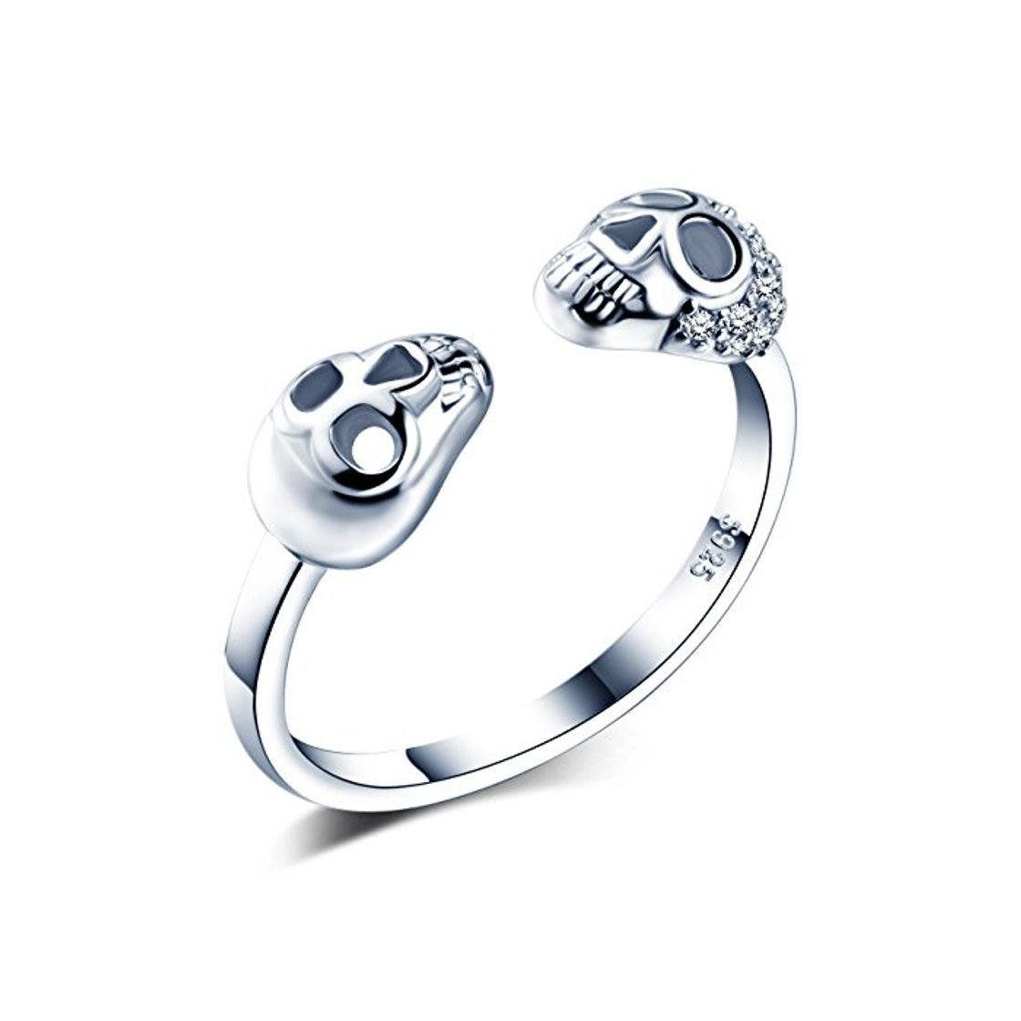 Social Infinite U - Anillo Cráneo Calavera de Apertura de Plata de Ley