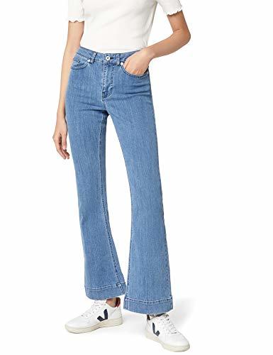Social Marca Amazon - find. Vaqueros Campana de Tiro Alto Mujer, Blau