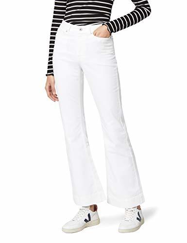 Social Marca Amazon - find. Vaqueros Campana de Tiro Alto Mujer, Weiß