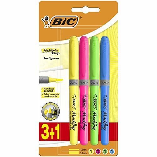 Social BIC Highlighter Grip - Blíster de 3+1 marcadores fluorescentes