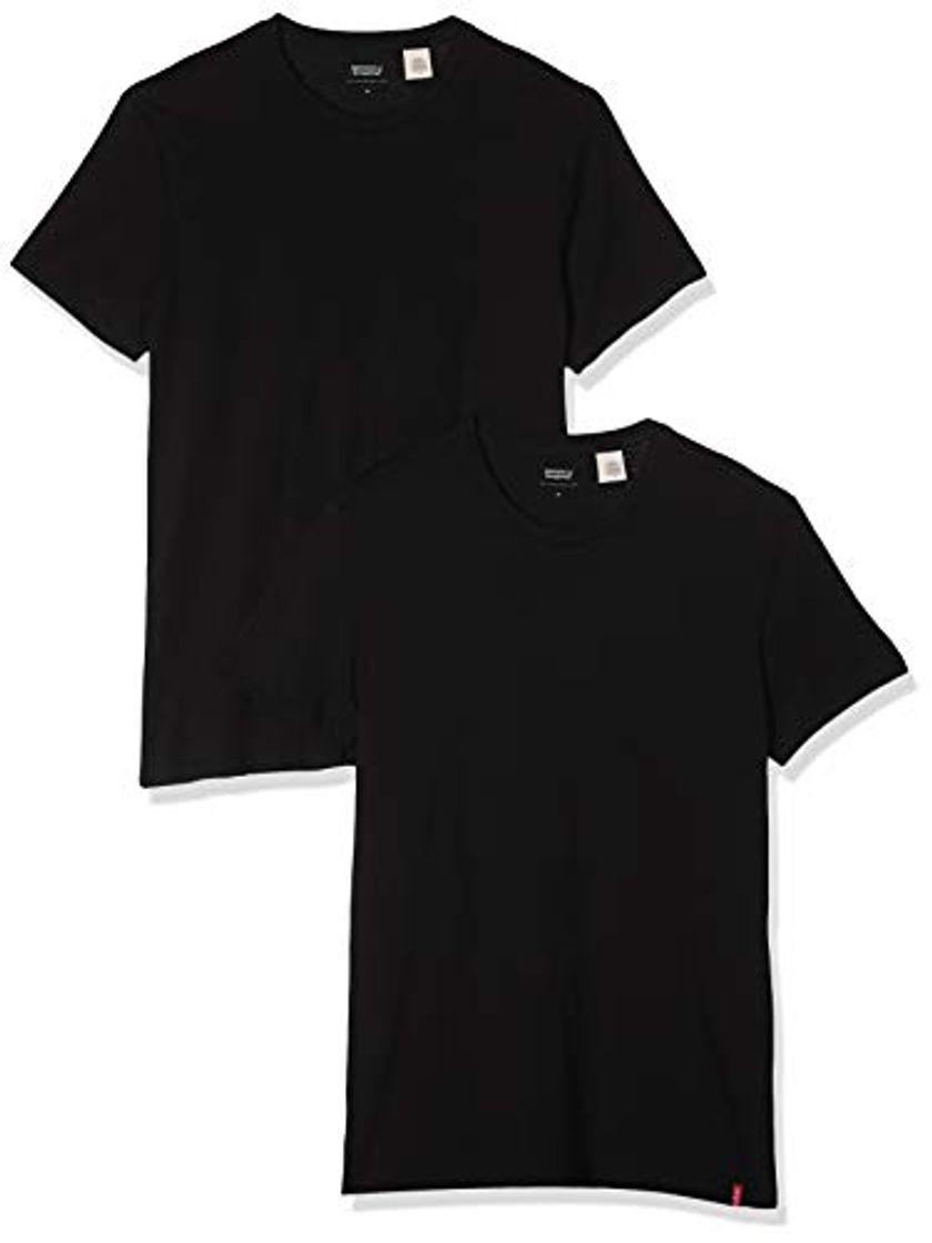 Social Levi's Slim 2pk Crewneck 1 Camiseta, Negro (Two-Pack tee Black