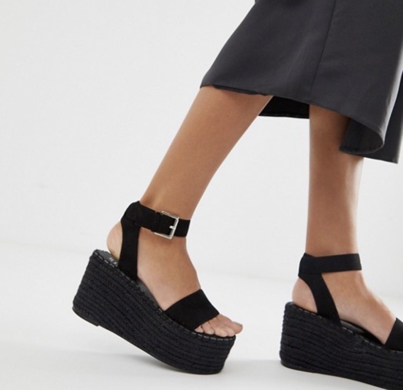 Moda Sandalias negras estilo alpargata con plataforma plana