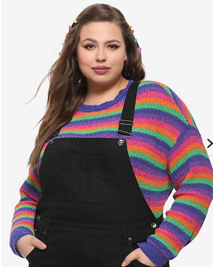RAINBOW STRIPE GIRLS SWEATER PLUS SIZE