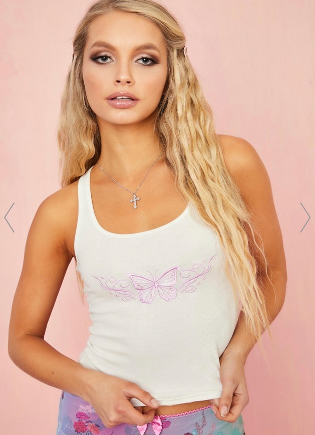Social Sugar Thrillz Butterfly Crop Tank - White | Dolls Kill