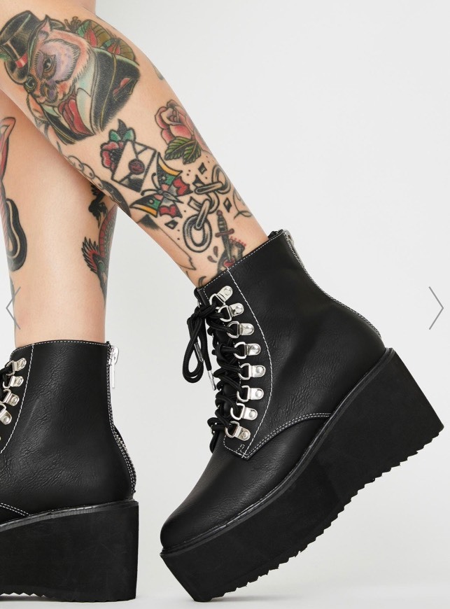 Current Mood Chunky Platform Lace Up Ankle Boots Tonal Black ...