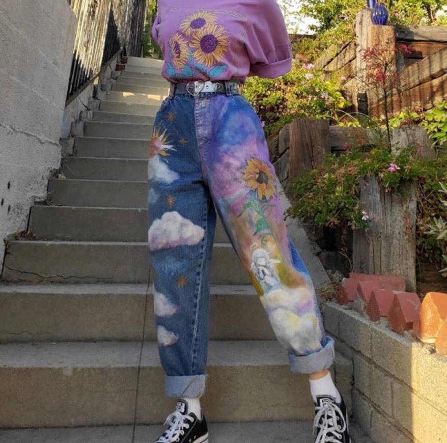 Moda Purple Painted Jeans 🌈