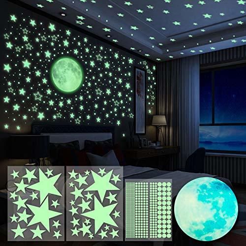 Yosemy Luminoso Pegatinas de Pared Luna Estrellas Puntos Pegatinas de Pared para