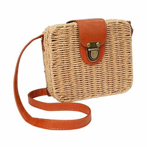 Product OneMoreT - Bolso semicircular de ratán para verano