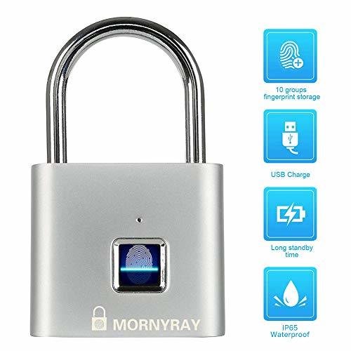 Social Candado Huella Dactilar Seguridad, Cerradura Electronica Sin Llave Inteligente IP65 Candado Recargable