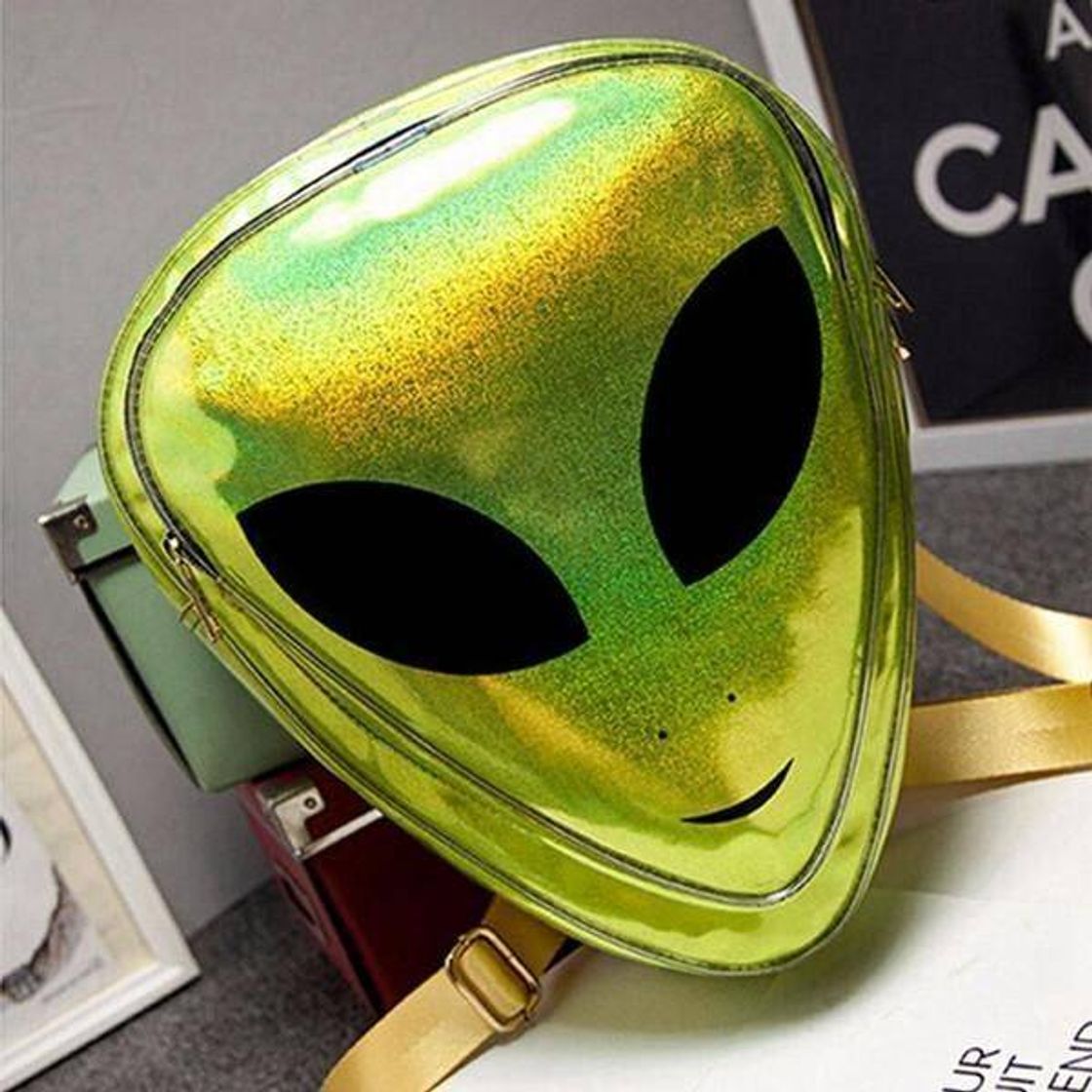 Social Mochila Alien verde holográfico 