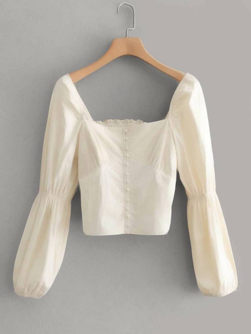 Social Blusa blanca hombreras