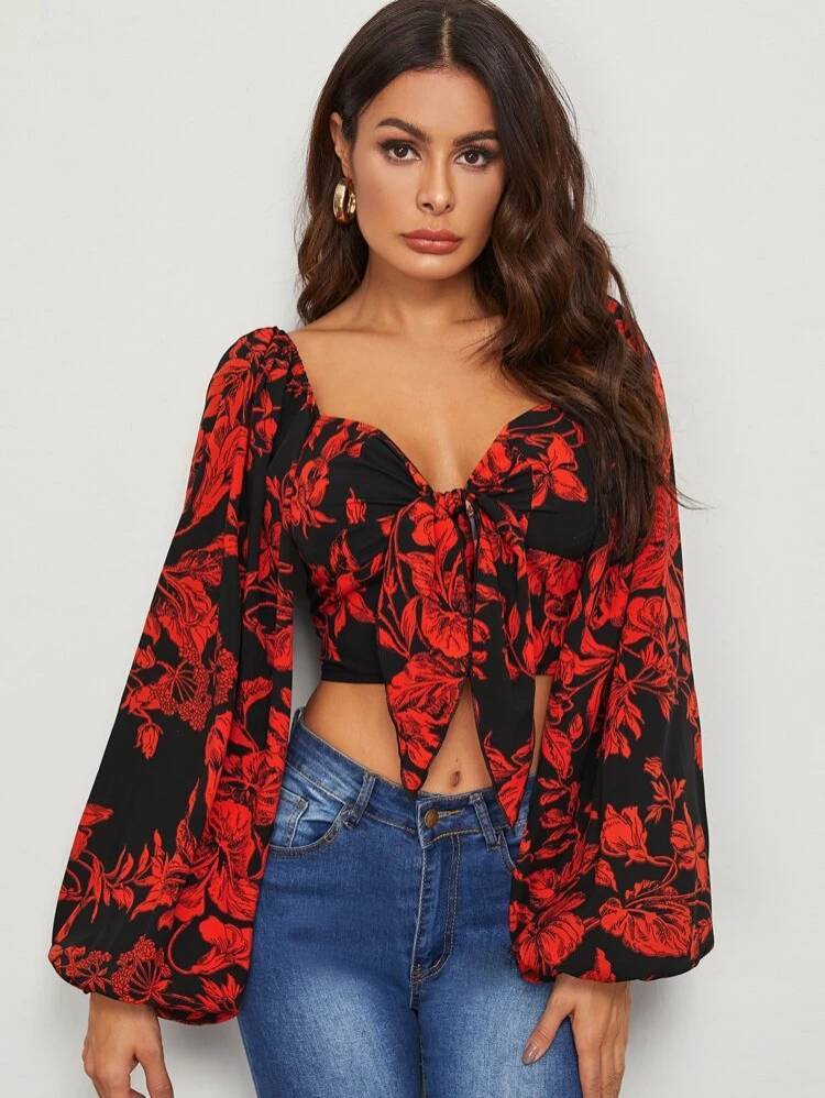 Social Blusa roja estampada 